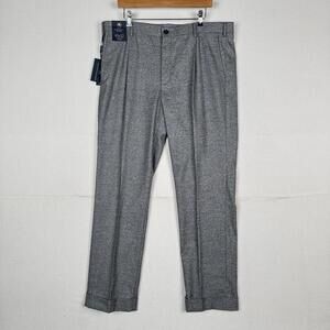 NWT Hart Schaffner Marx Mens 40x32 Gray Heathered Pleated Stretch Straight Pants